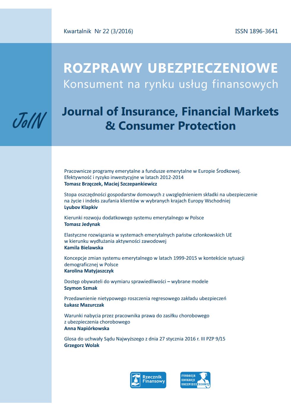 Occupational pension schemes vs. pension funds in Central Europe. Efficiency and investment risk in the years 2012-2014 Cover Image