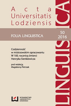 The role of metalinguistic expression in creating the world presented in The Knights of the Cross (Krzyżacy) by Henryk Sienkiewicz Cover Image