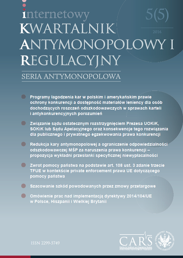 Leniency programmes in Polish and US antitrust law and the access to Leniency materials in private damages actions in cases of cartels and other restrictive agreements Cover Image