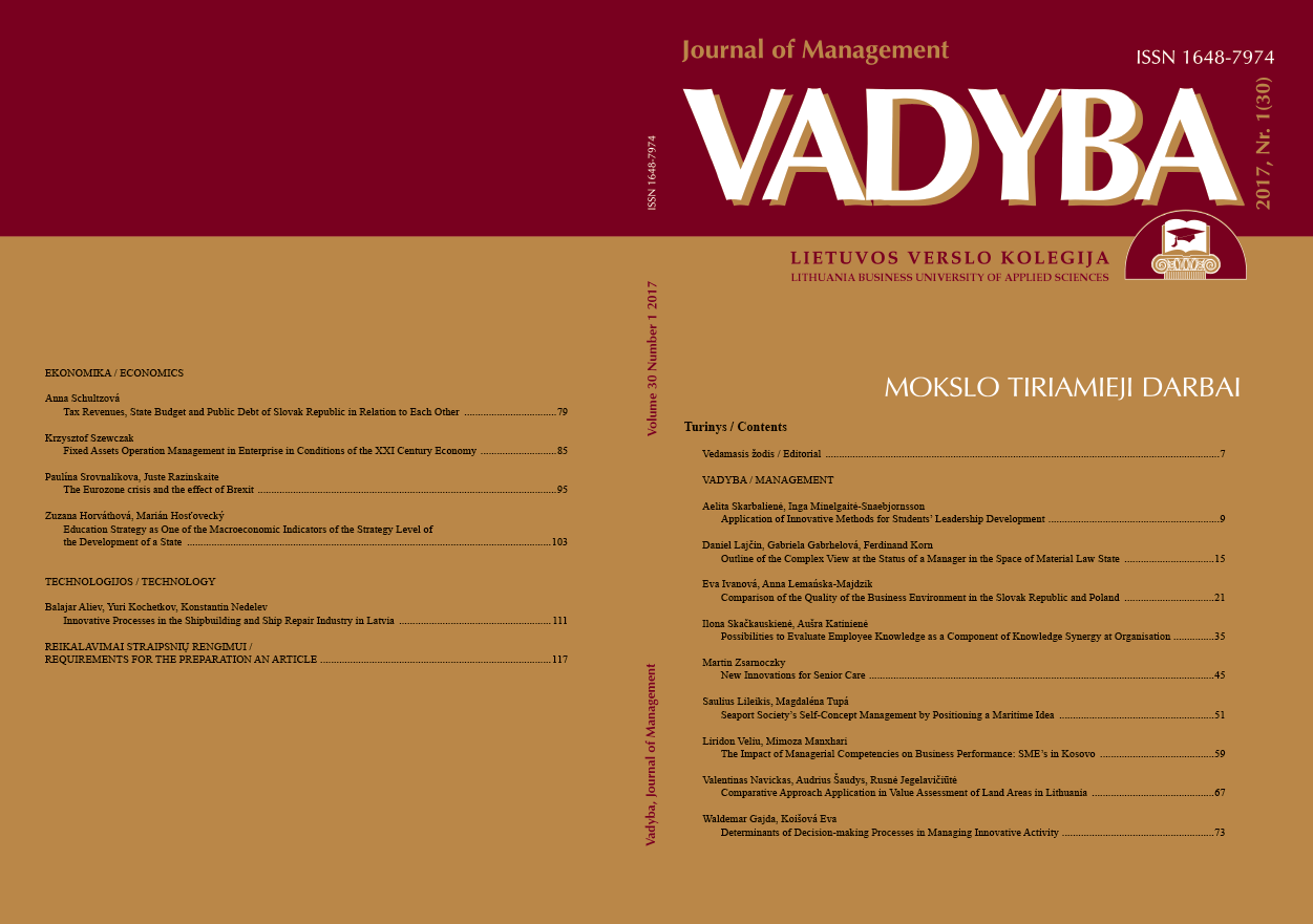 COMPARISON OF THE QUALITY OF THE BUSINESS ENVIRONMENT IN THE SLOVAK REPUBLIC AND POLAND Cover Image