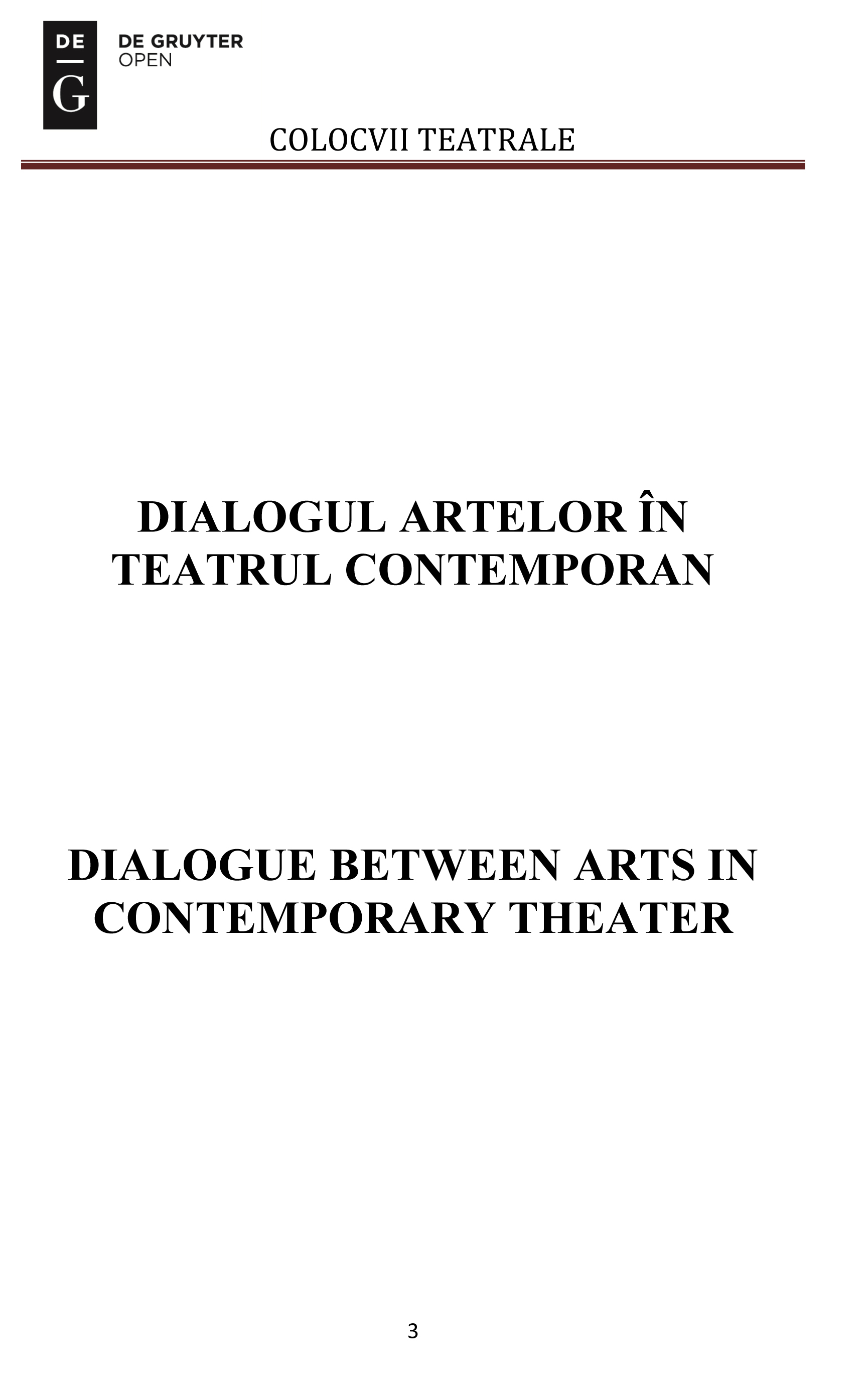 The Dialogue of Arts in Romanian Contemporary Drama Cover Image