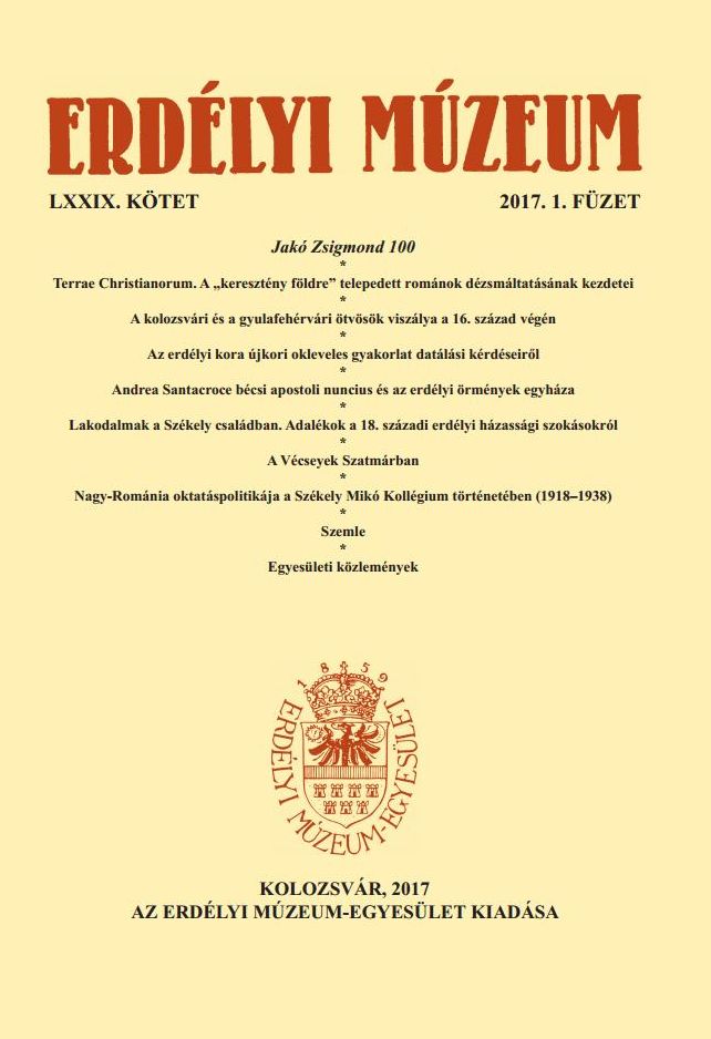 The Romanian Education Policy Following the First World War in the History of the Székely Mikó College (1918-1938) Cover Image