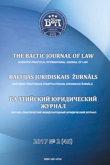 Legal regulation of the scope and content of the liabilities transferred from the residential houses owners and deriving from the residential houses administration agreement in Latvia and Estonia Cover Image