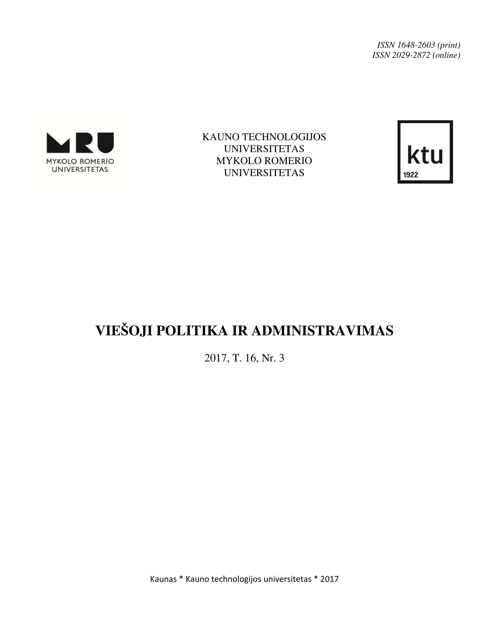 Professional Discretion of Civil Servants in Serving the Customers of Public Employment Intermediation Agency: The Case of Lithuanian Labour Exchange Cover Image
