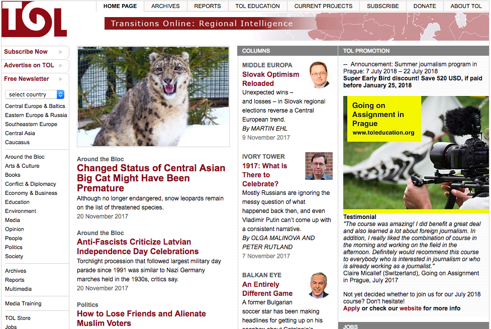 Transitions Online_Around the Bloc-Changed Status of Central Asian Big Cat Might Have Been Premature Cover Image