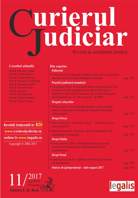 Non-unitary judicial practice. Forgery and fraud affecting the European Union's financial interests provided by Article 18/1 of Law no. 78/2000. Concurrent criminal offences Cover Image