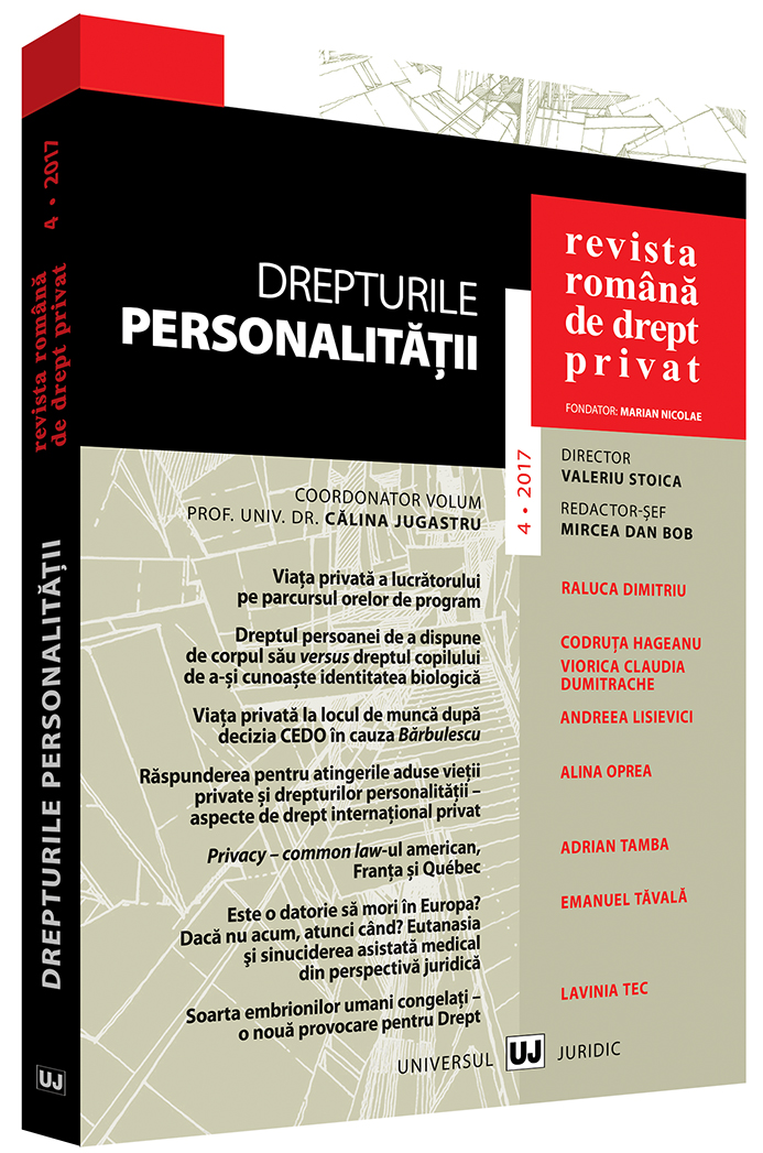 Consistency and evolution in defending the personality rights – Romanian and European law Cover Image