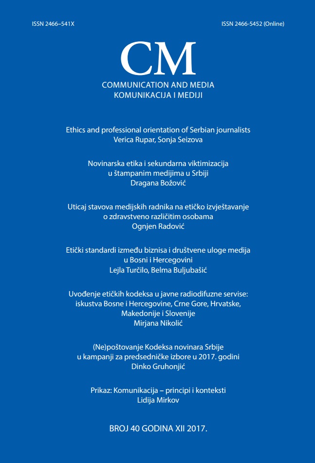 Journalistic Ethics and Secondary Victimization in the Print Media in Serbia Cover Image