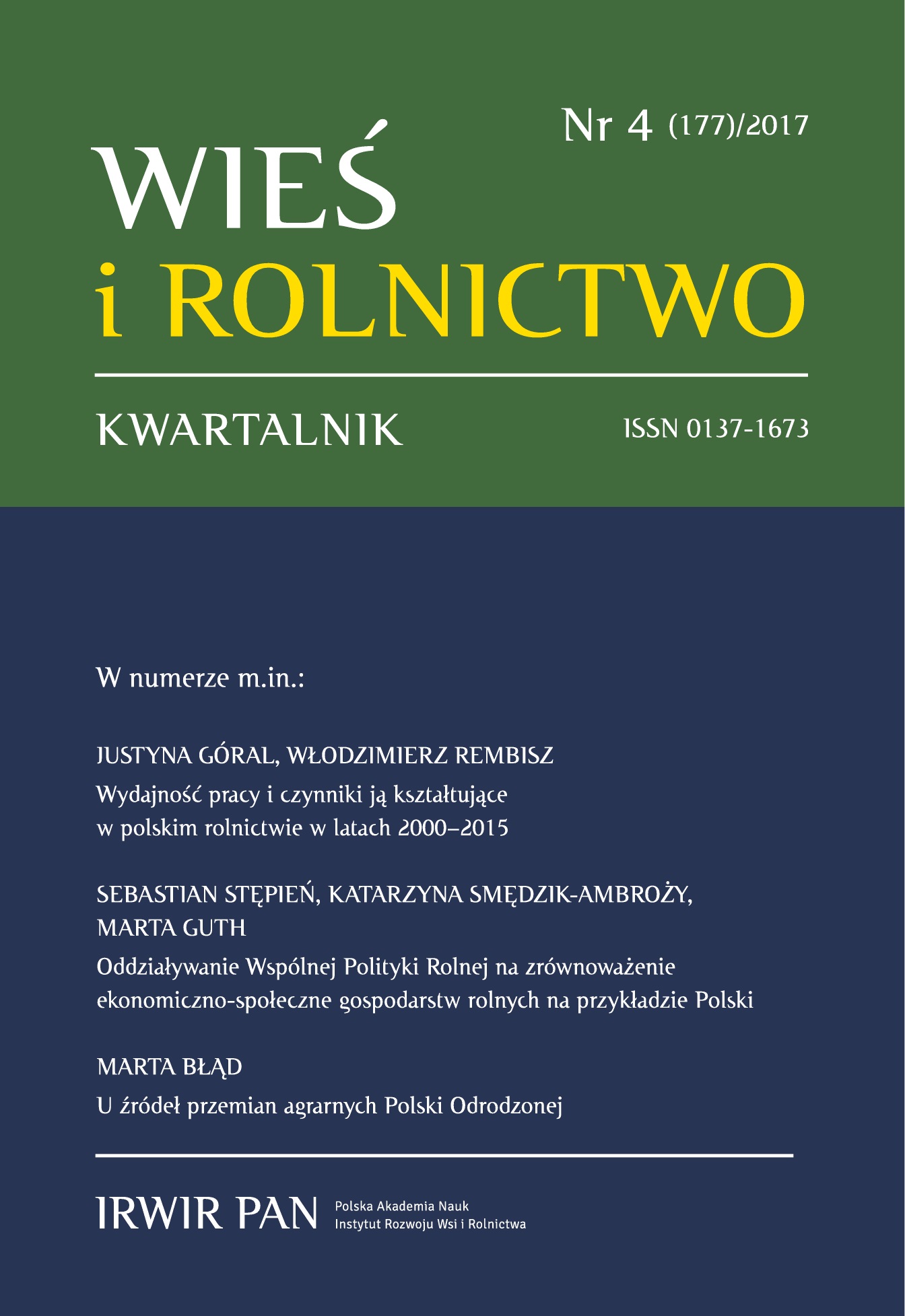 Book Review: Andrzej Czyżewski, Joanna Strońska-Ziemann, Obszary wiejskie w podregionie pilskim przed i po akcesji Polski do UE Cover Image