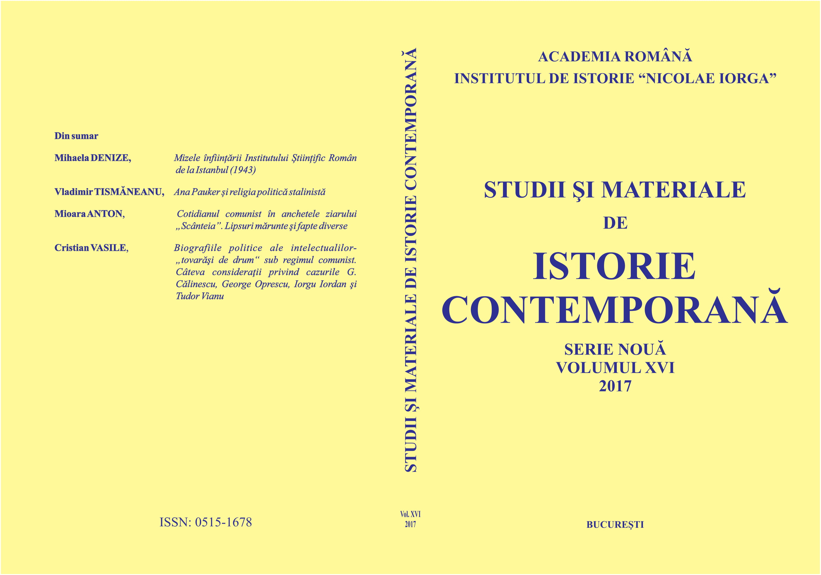 Studying the History of Romanian Communism at the „N. Iorga“ History Institute (1989-2011) Cover Image