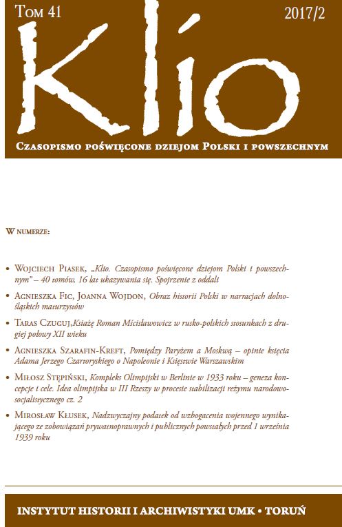 „Klio. Journal on Polish and world history” – 40 volumes, 16 years of publishing. A perspective view Cover Image