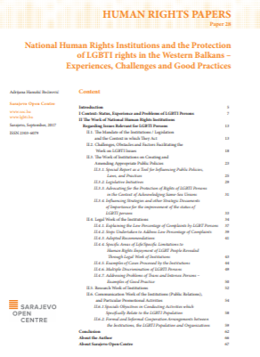 National Human Rights Institutions and the Protection of LGBTI rights in the Western Balkans – Experiences, Challenges and Good Practices