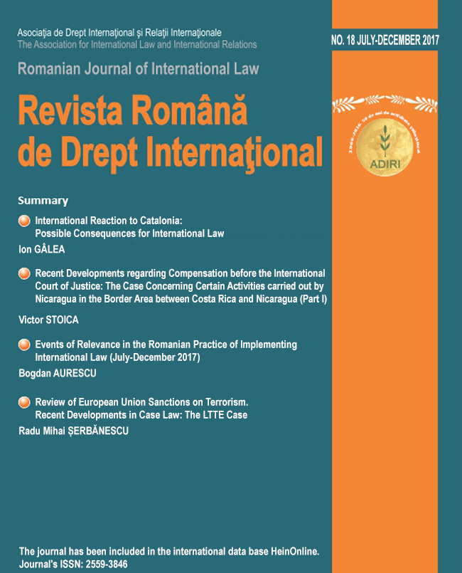 Events in the Romanian Practice of Implementing International Law (June-December 2017) Cover Image