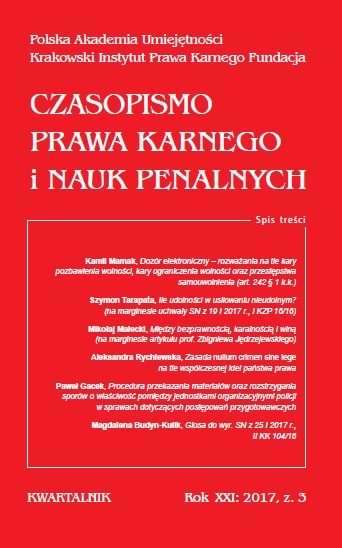 Electronic monitoring – deliberations on the background of deprivation of liberty, limitation of liberty and crime of self-liberation (Art. 242 § 1 of Polish Criminal Code) Cover Image