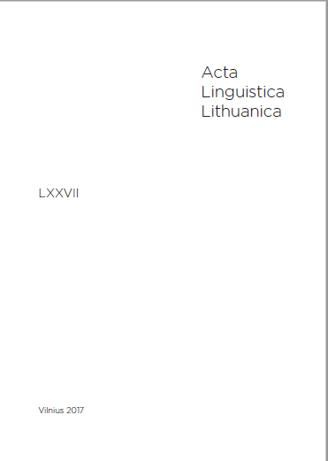 Ramygala Subdialect in the Classifications of Lithuanian Dialects: Geolinguistic Analysis Cover Image