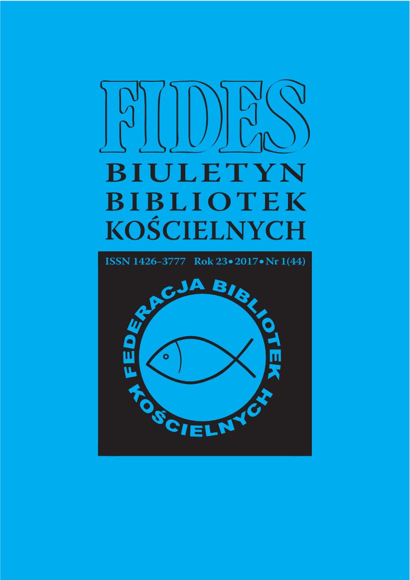 Federation of the Church Libraries FIDES – 25 Years Jubilee. Report on the 22nd Plenary Assembly of the Federation of the Church Libraries FIDES (Warszawa, September 12-14, 2016) Cover Image