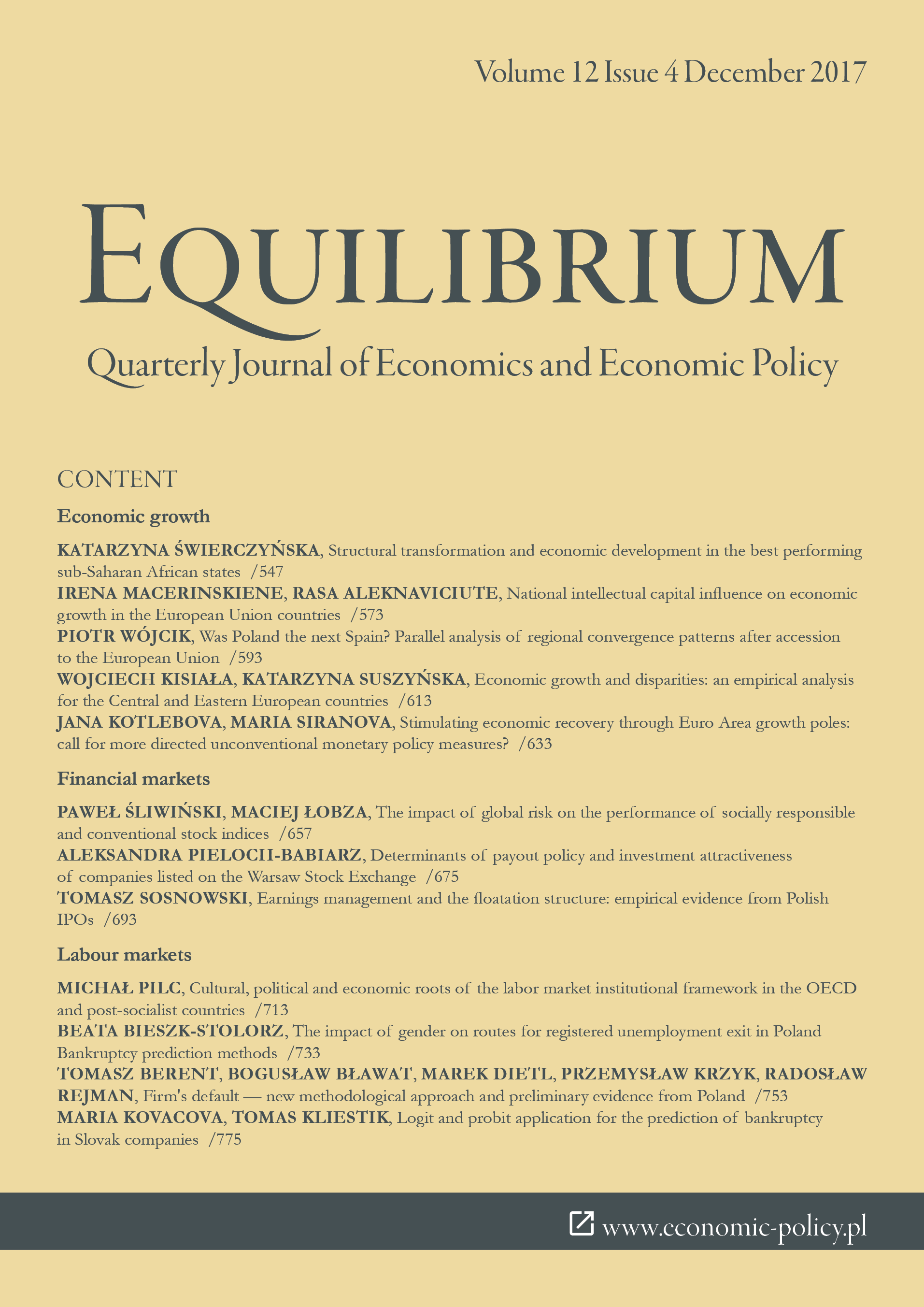 Economic growth and disparities: an empirical analysis for the Central and Eastern European countries Cover Image