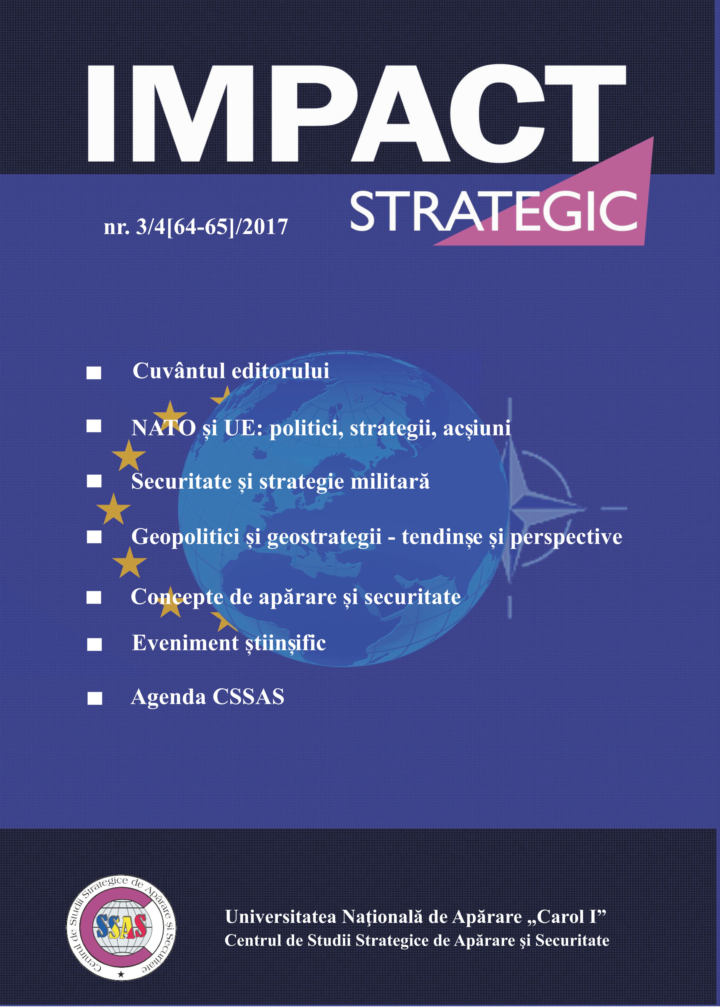 WORKSHOP ON STRATEGY
“Military Sciences - Security Sciences - Conceptual Landmarks”- October 19, 2017 - Cover Image