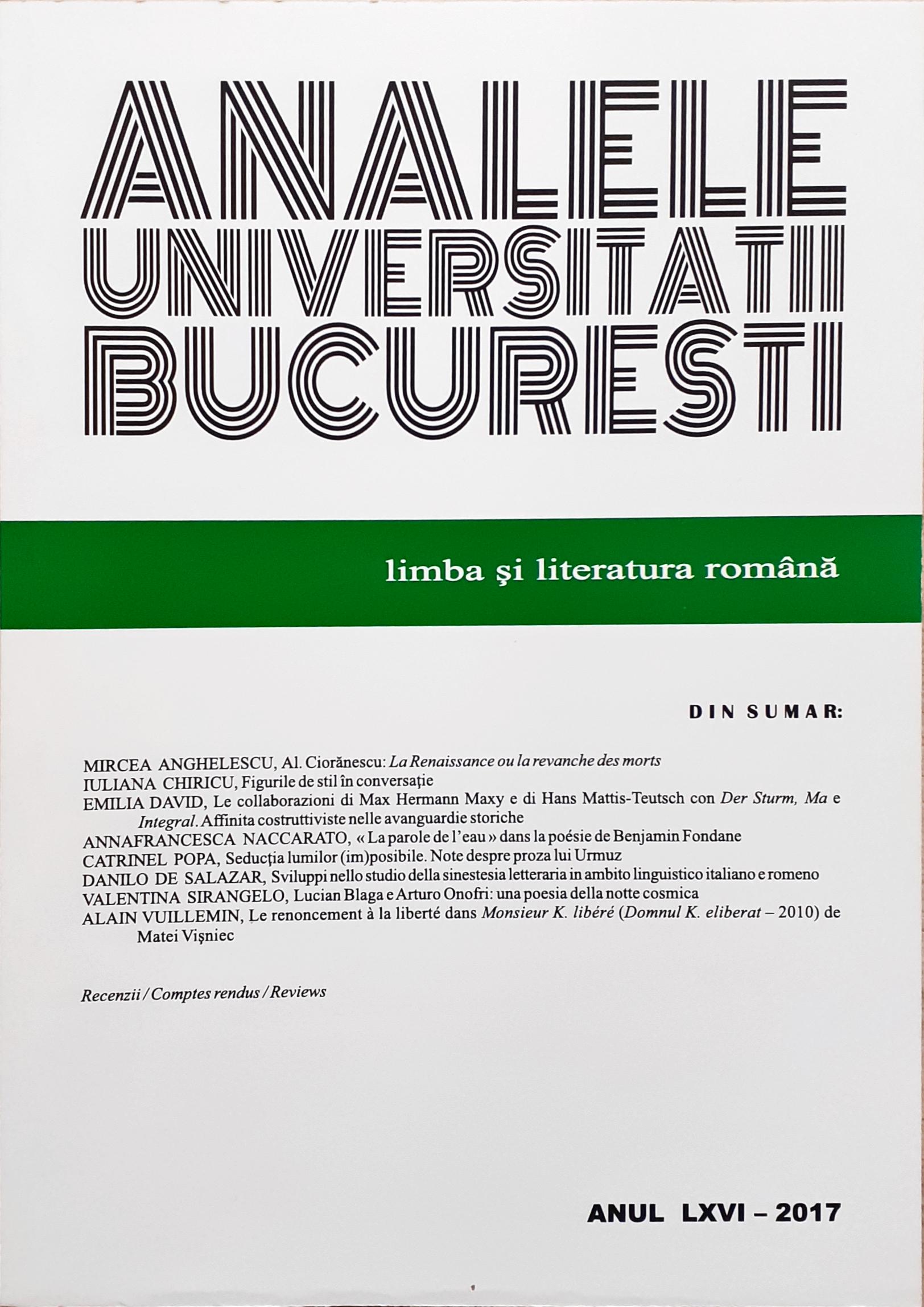 Sviluppi nello studio della sinestesia letteraria in ambito linguistico italiano e romeno