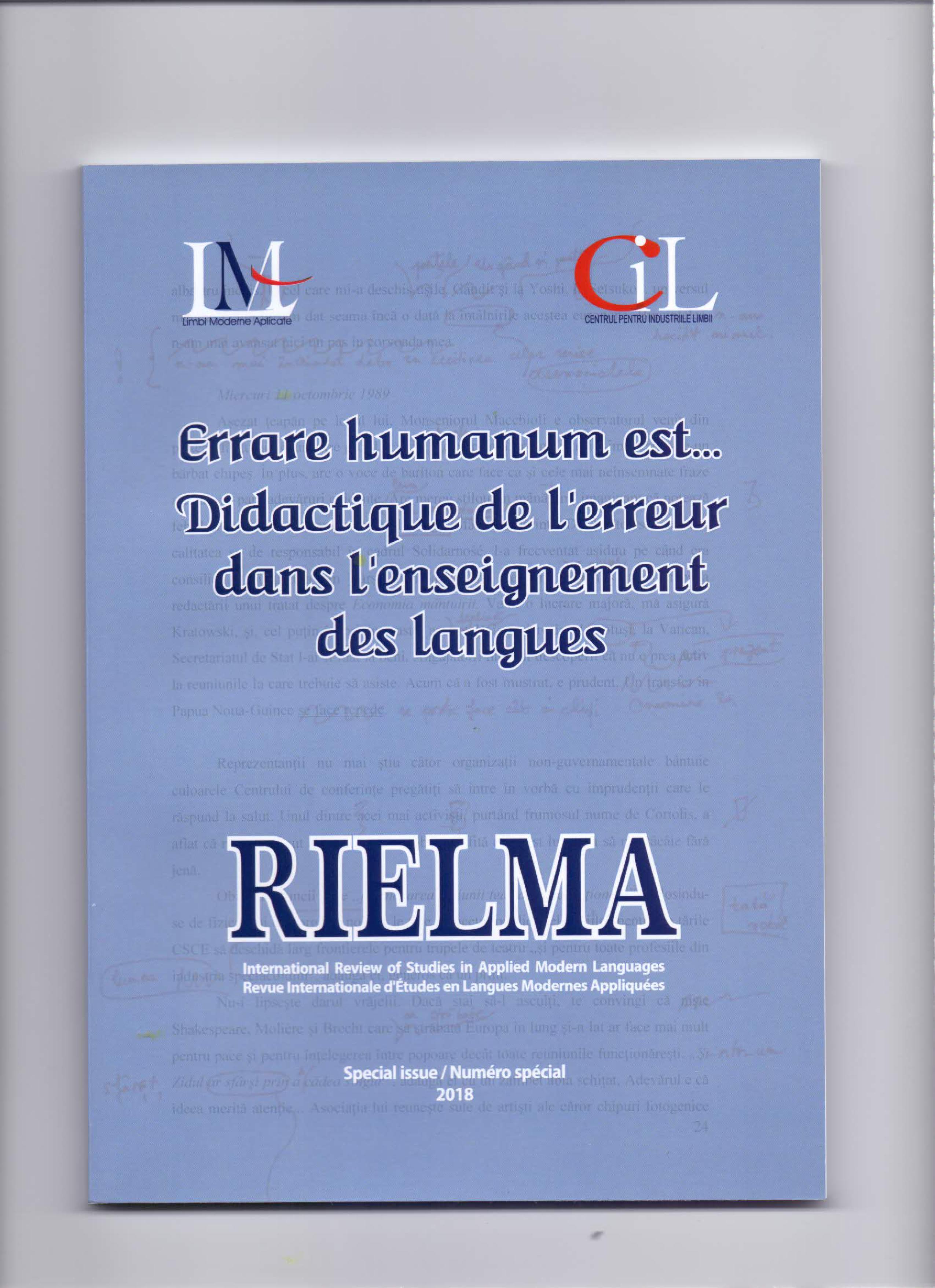 Martine Marquilló Larruy, The Interpretation of Error, Paris, Clé International, « Didactique des langues étrangères », 2003 Cover Image