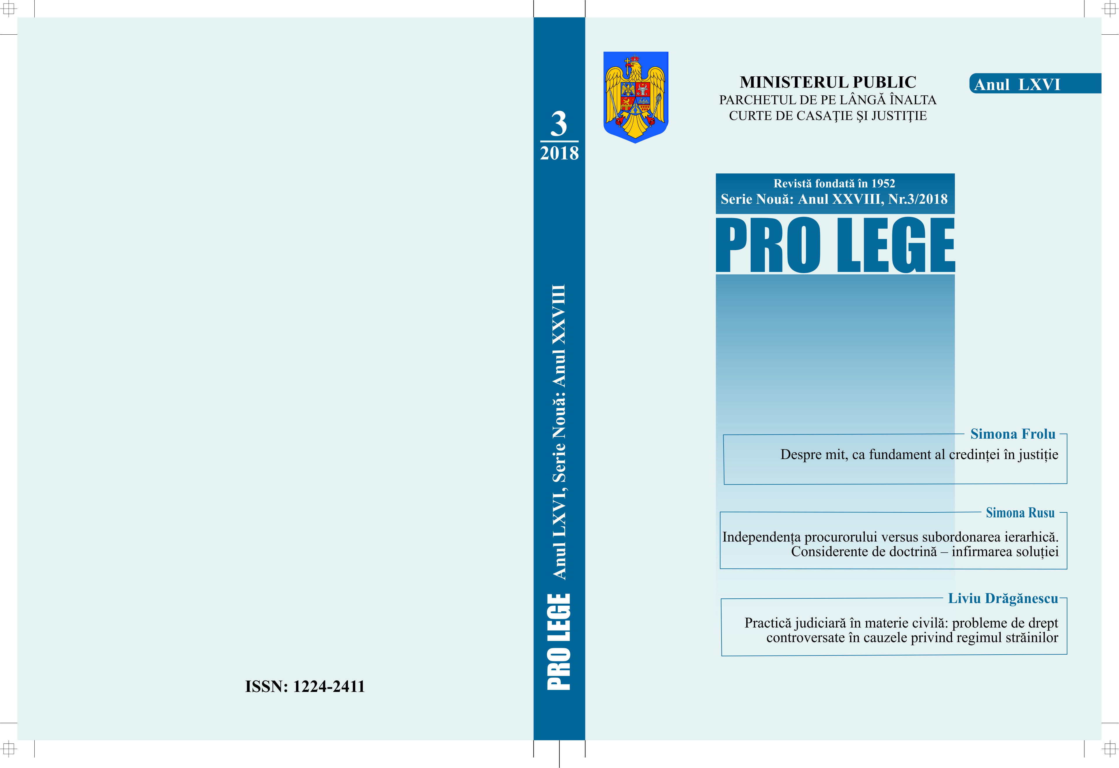 European Investigation Order. Theoretical and practice aspects regarding the issuance and execution procedure Cover Image