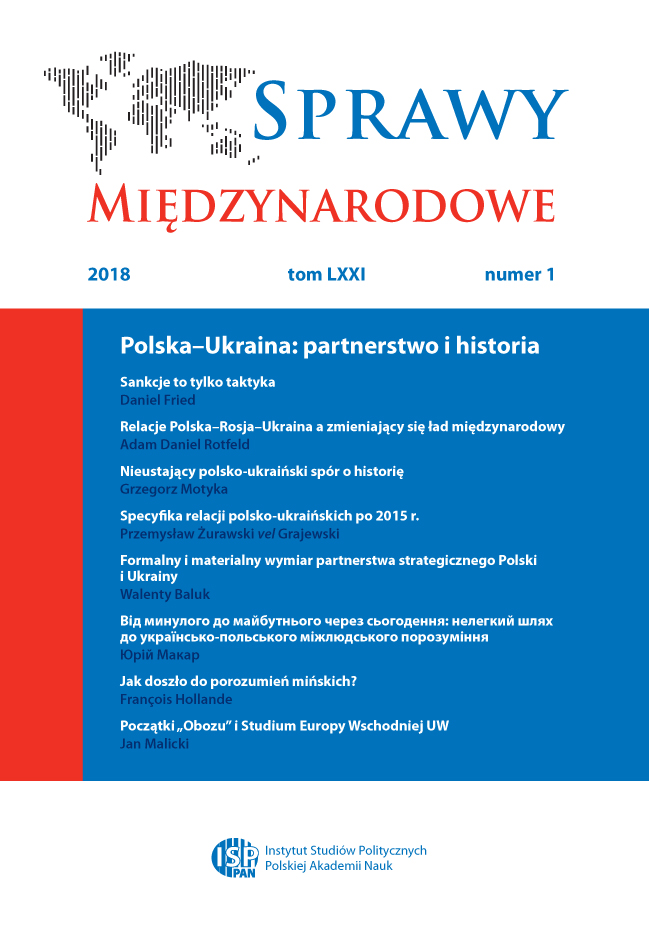 Polish–Ukrainian Regional Cooperation as an Important Part of the Development of a Strategic Partnership Between the Countries Cover Image