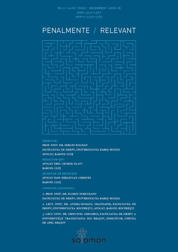 SOME CONSIDERATIONS REGARDING THE TRAFFICKING IN HUMAN BEINGS (ARTICLE 210 CRIMINAL CODE), PANDERING (ARTICLE 213 CRIMINAL CODE) AND USE OF AN EXPLOITED PERSON’S SERVICIES (ARTICLE 216 CRIMINAL COD) Cover Image