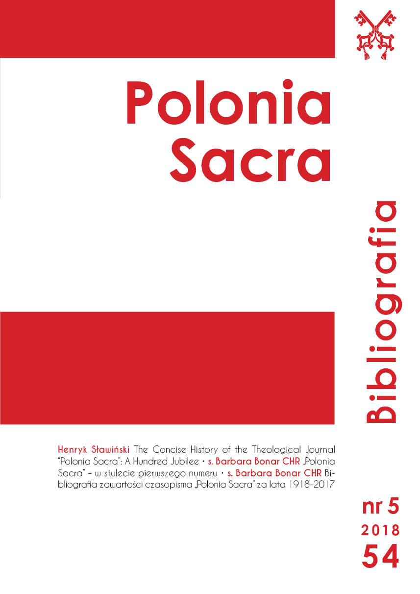 Bibliography of the contents of the periodical "Polonia Sacra" for the years 1918-2017 Cover Image