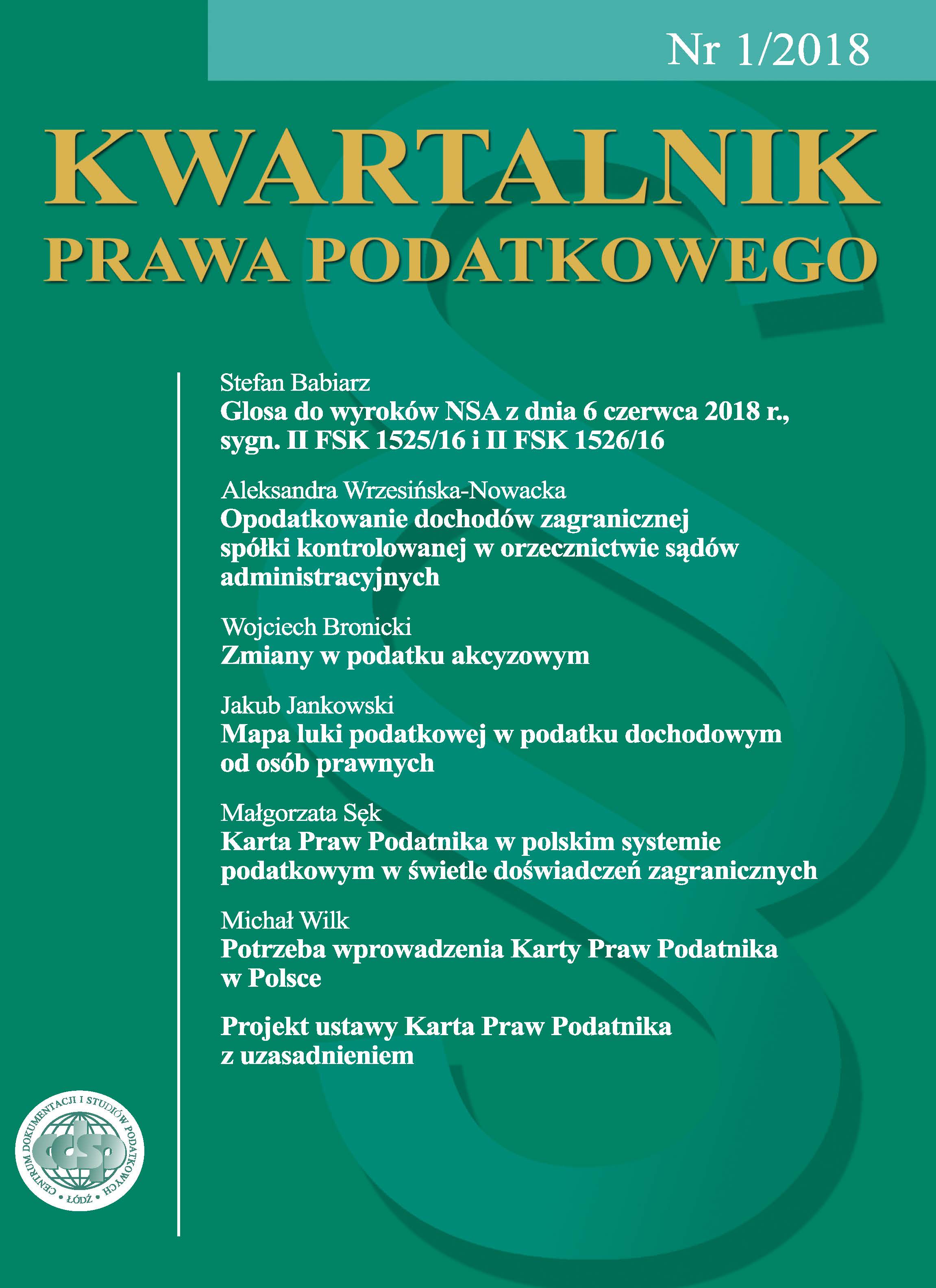 The Charter of Taxpayer’s Rights in the Polish tax system in the light of foreign experience Cover Image