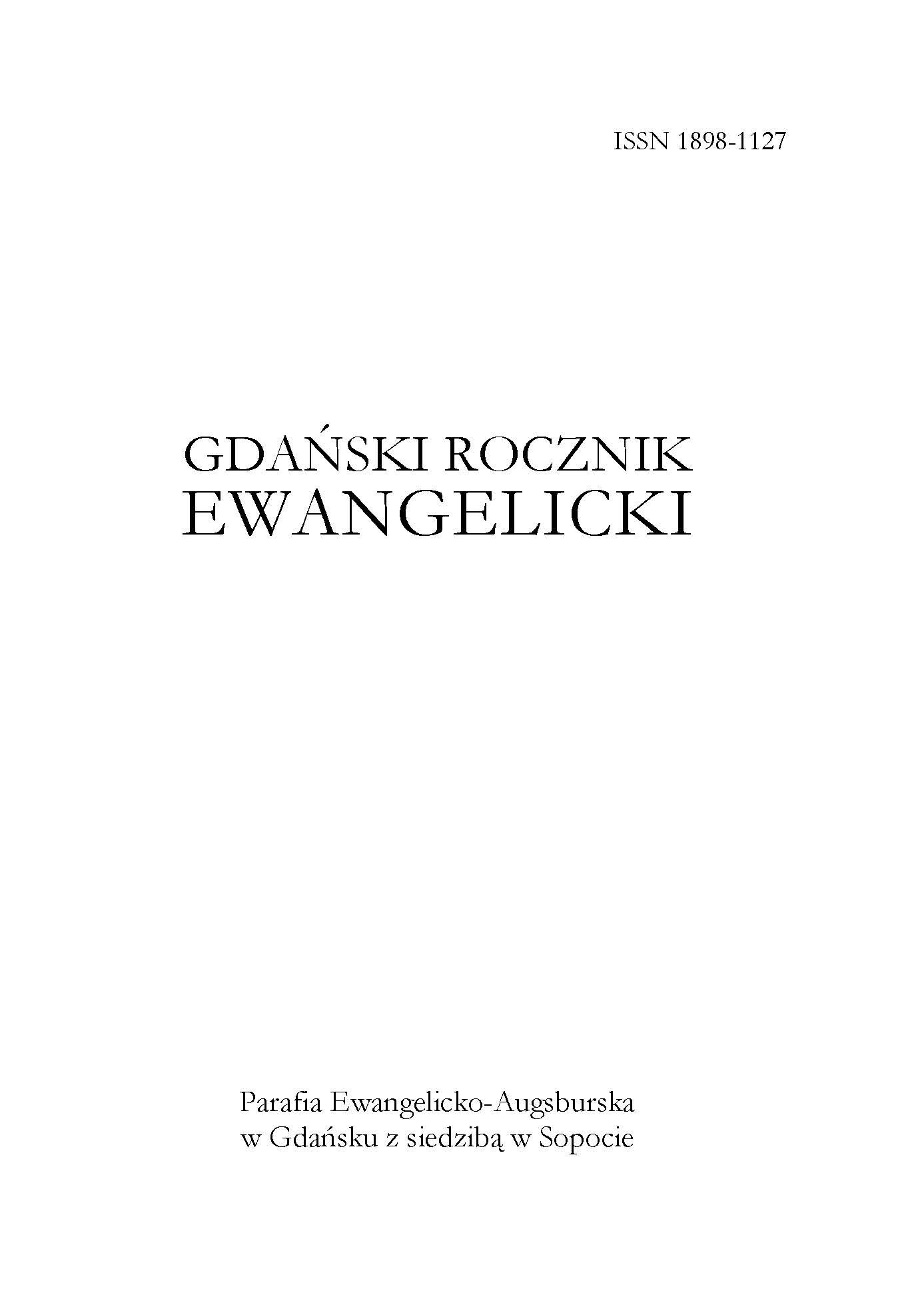 Selected Ascpects of Charity in the Protestant Gdańsk in the XVI-XVIII Centuries Cover Image