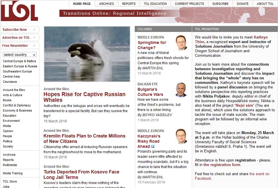 Transitions Online_Around the Bloc-Hopes Rise for Captive Russian Whales
