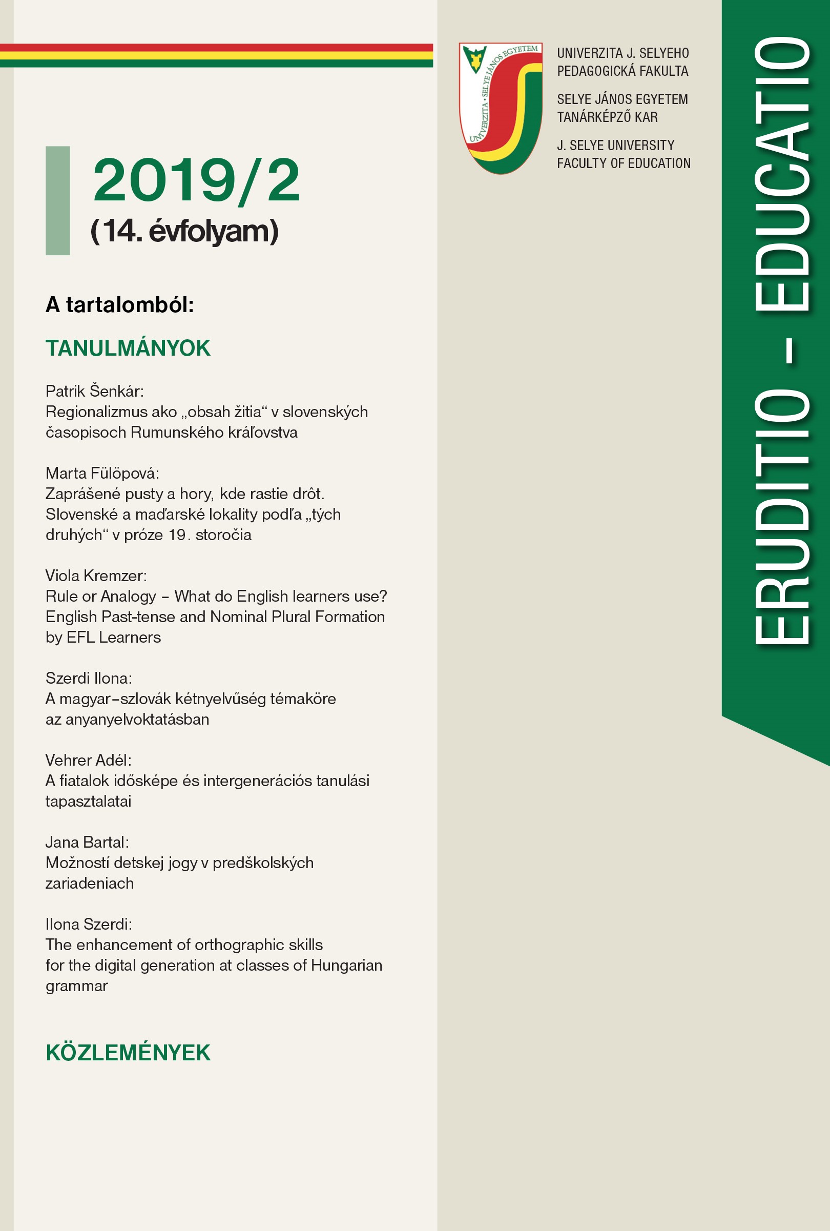 The topic of Hungarian-Slovak bilingualism in first language teaching. Cover Image
