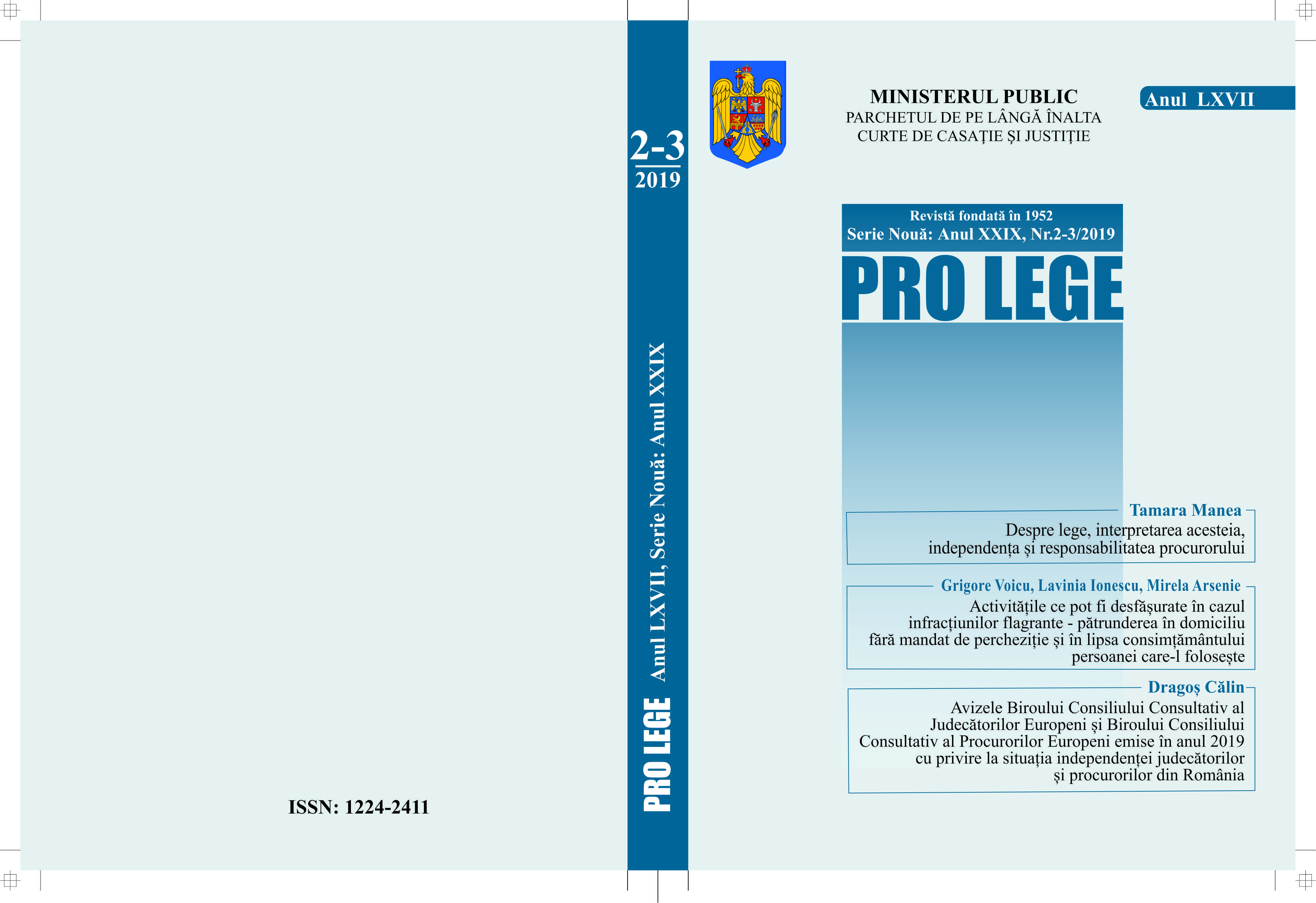 The disciplinary misconduct provided by art. 99 lit. a), b) and l) of Law no. 303/2004, regarding the status of judges and prosecutors. Jurisprudence Cover Image