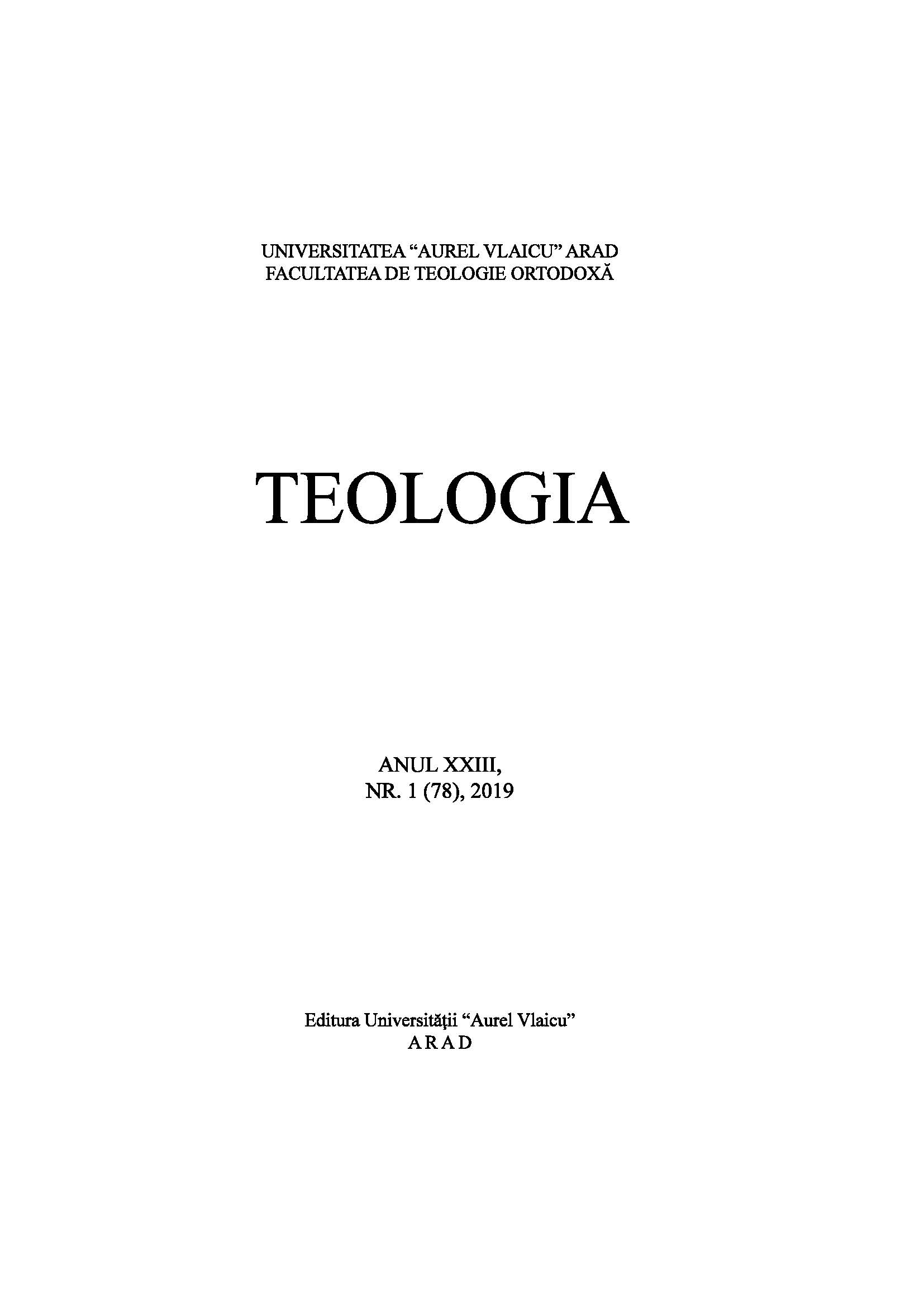 Orthodox Dogmatics and Relevance of Re-Discovering the Holy Fathers  in the Romanian Theology of the First Half of the Twentieth Century Cover Image