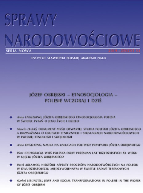 Jews and social transformations in Polesie in the works of Józef Obrębski