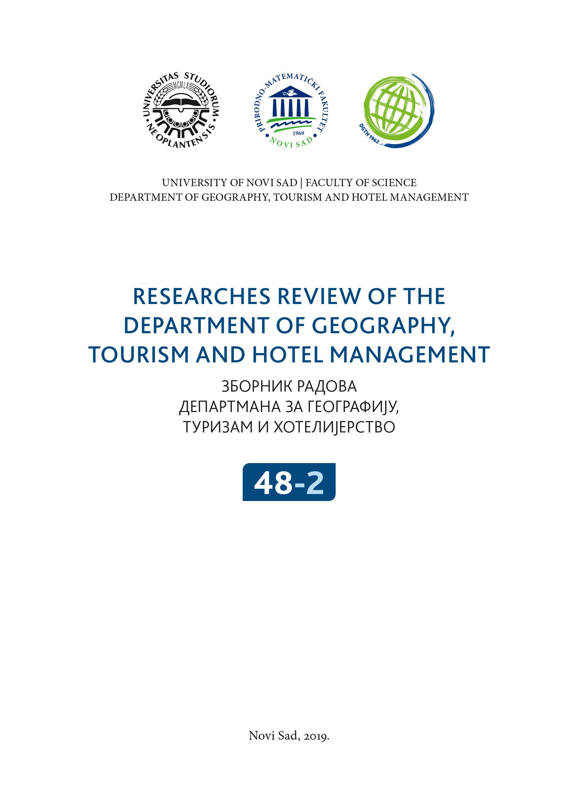 THE TISZA RIVER VALLEY TOURISM
IN REGIONAL PLANNING DOCUMENTS
OF SERBIA AND HUNGARY –
COMMON TOURISM DEVELOPMENT
ON THE EXTERNAL BORDER OF THE EU Cover Image