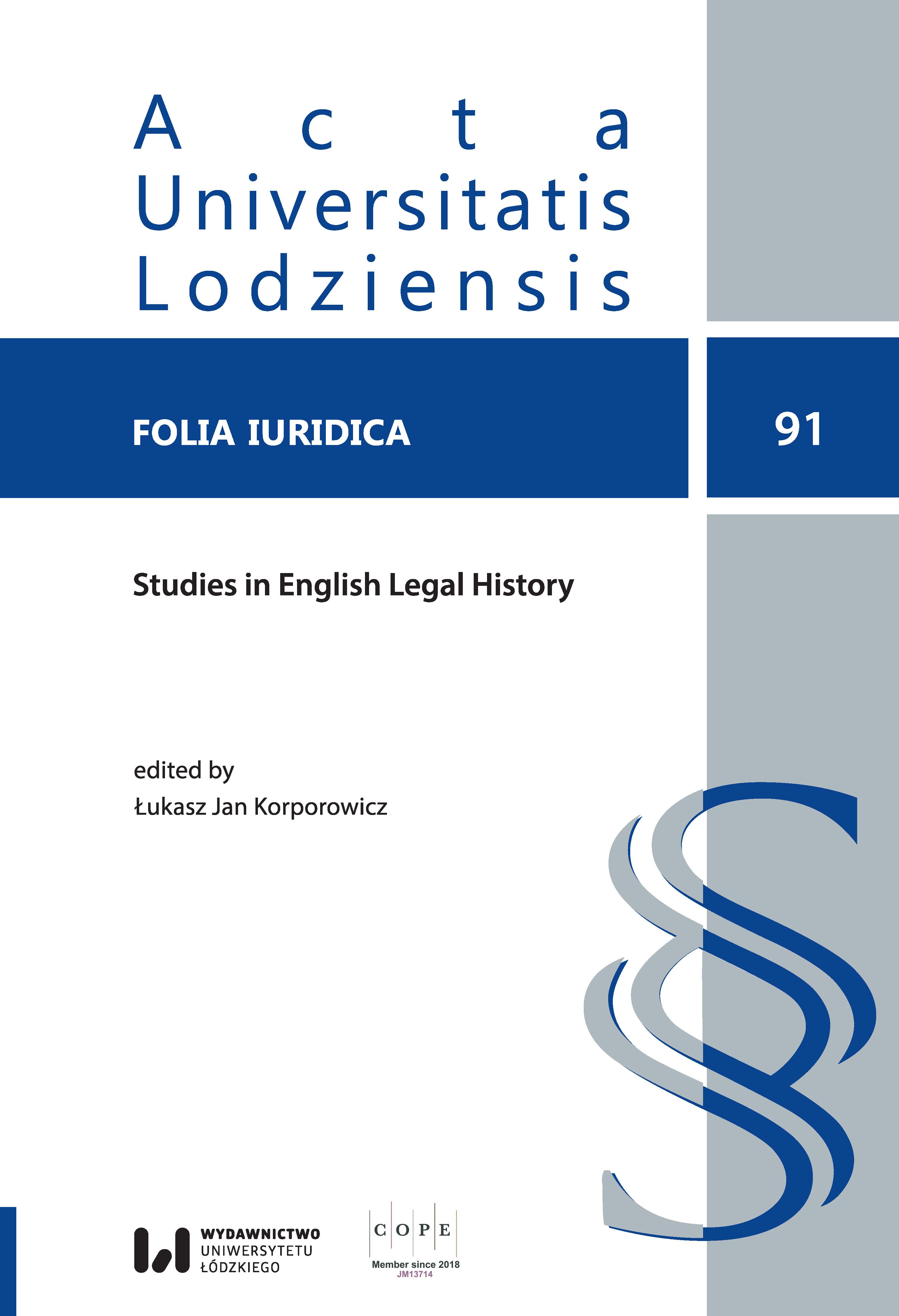 Studies in English legal history. An introduction Cover Image