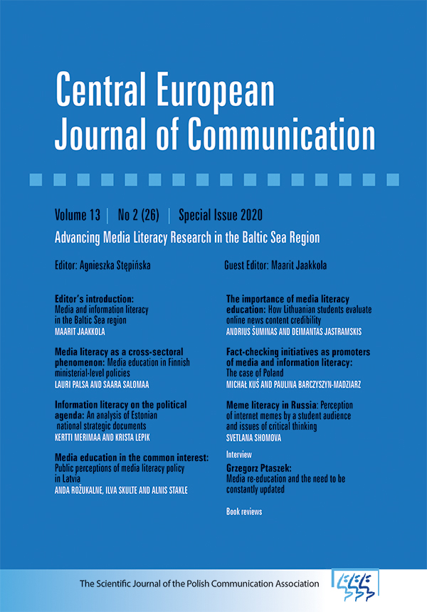 Meme literacy in Russia: Perceptions of internet memes by a student audience and issues of critical thinking Cover Image