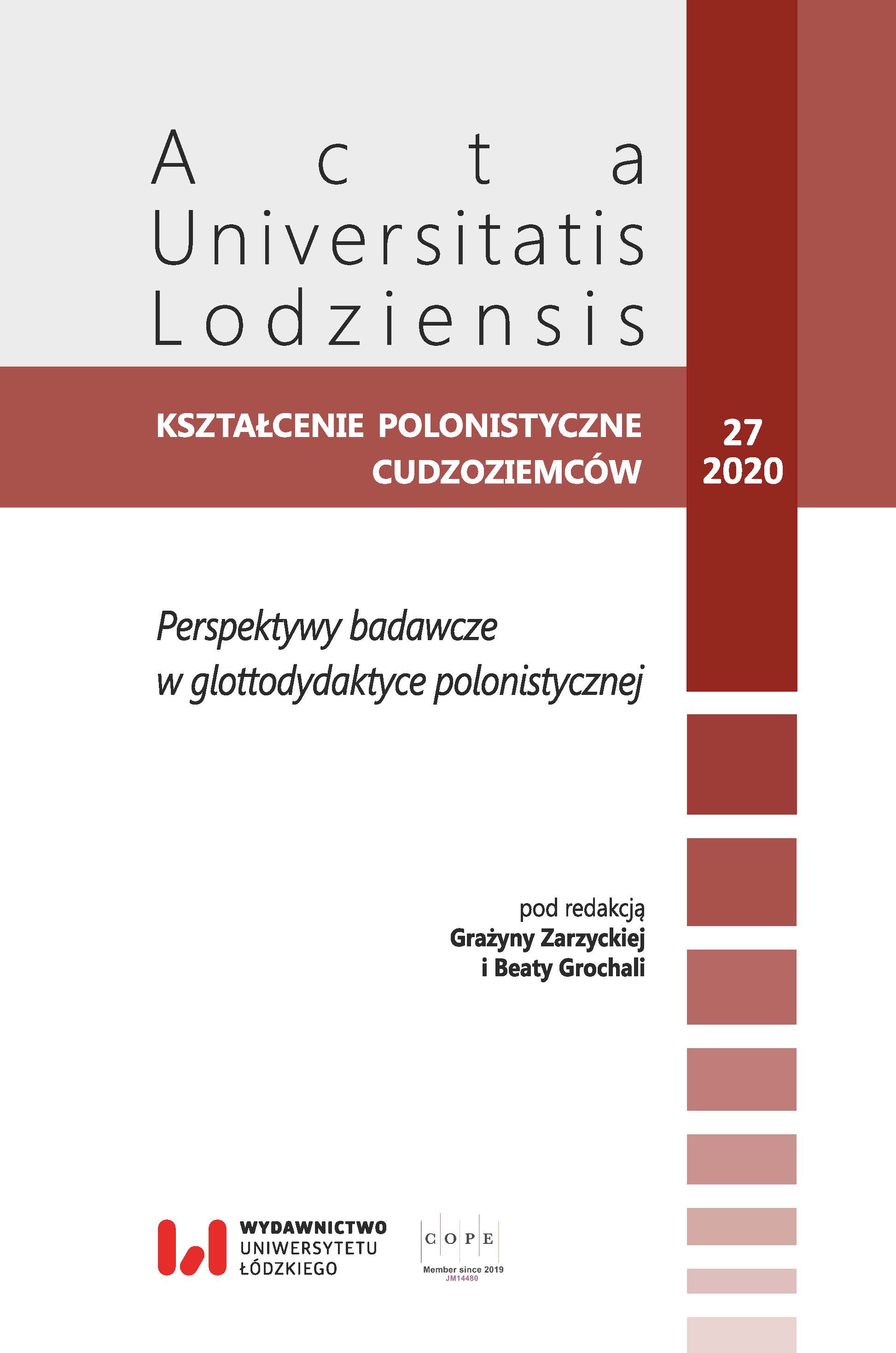 Winged words in textbooks for teaching Polish as a foreign language Cover Image