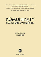 Scientific Society of Wojciech Kętrzyński in Olsztyn in 2018–2020 Cover Image