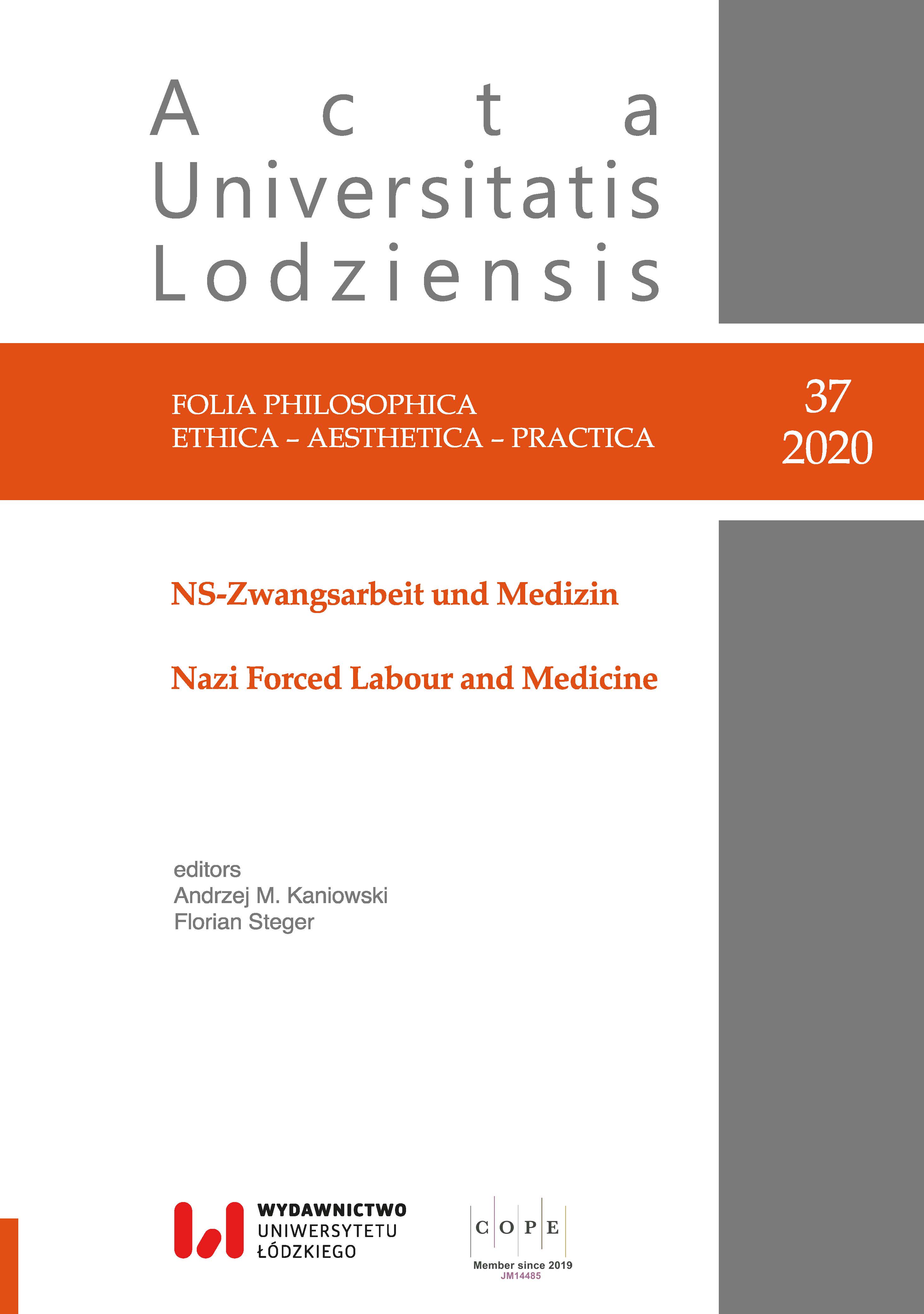 Experiences of Polish Forced Laborers from Łódź Employed for Telefunken in Ulm in Years 1944–1945 with Consideration of Medical Care Cover Image