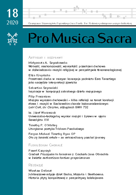 Muzyka wyrazem duchowości – kilka refleksji na temat korelacji słowa i muzyki w Bachowskim chorale bożonarodzeniowym Lobt Gott, ihr Christen, allzugleich BWV 732 Cover Image