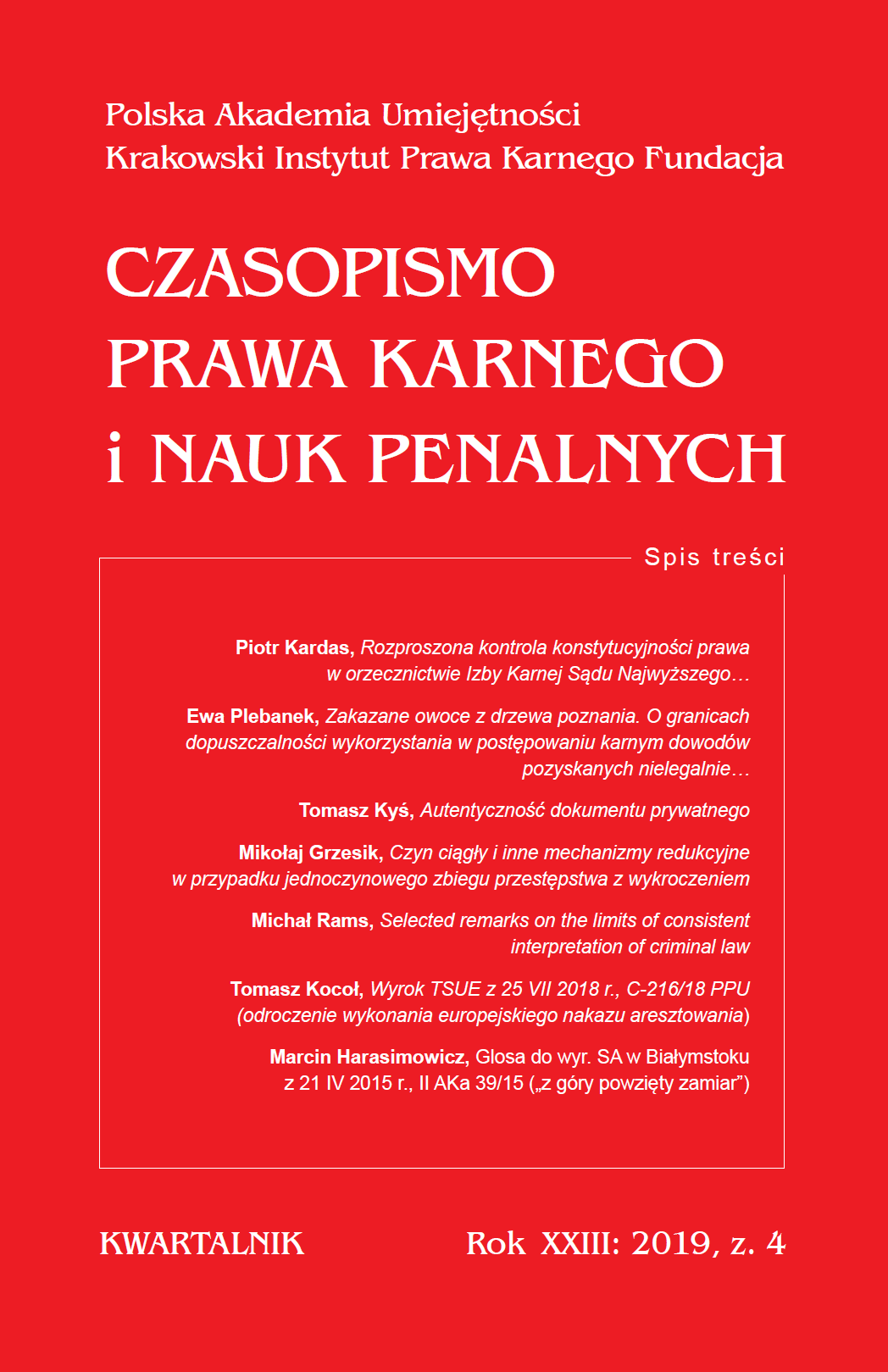 Conditional Suspension of Individual Penalties and Aggravated Penalty (in the Context of the Resolution of Seven Judges of the Supreme Court of November 21, 2001, I KZP 14/01) Cover Image