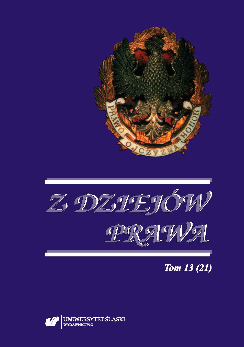 Projects by the Słonim nobility for the reform of Lithuanian law from the middle of the 18th century (introduction to the topic) Cover Image