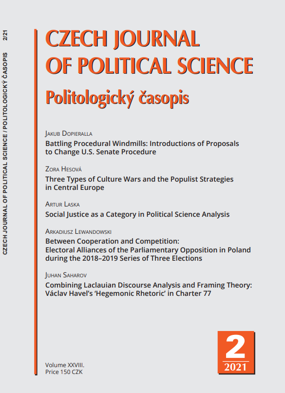 Between Cooperation and Competition Electoral Alliances of the Parliamentary Opposition in Poland during the 2018–2019 Series of Three Elections