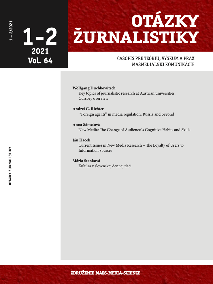 Key topics of journalistic research at Austrian universities. Cursory overview Cover Image