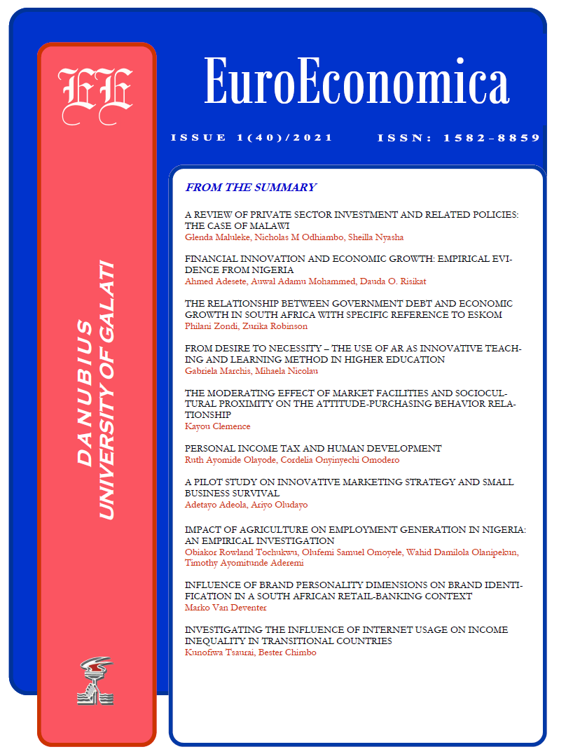 Influence of Brand Personality Dimensions on Brand
Identification in a South African Retail-Banking Context Cover Image