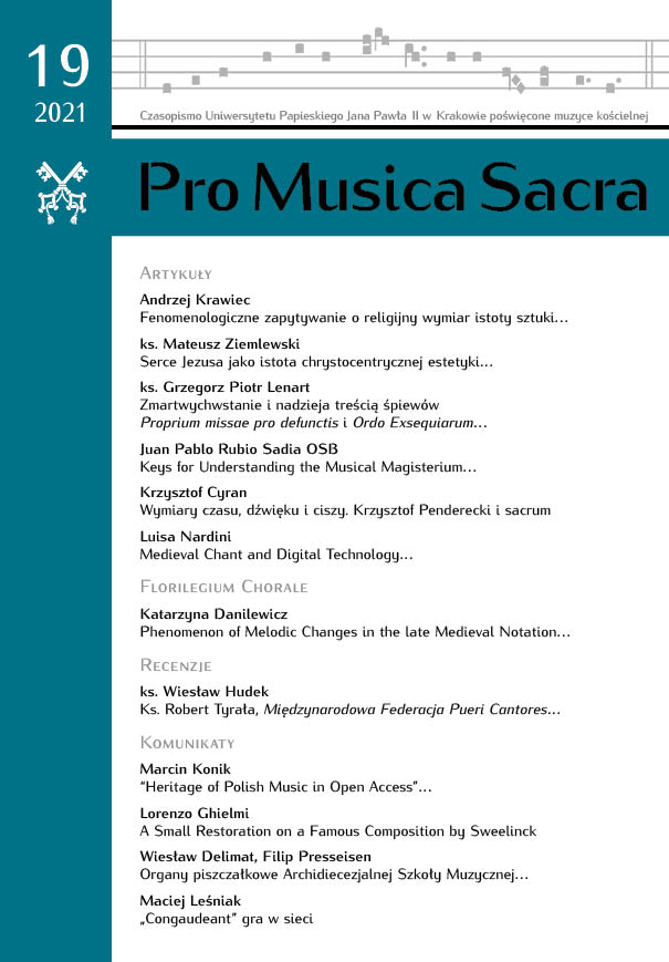 The pipe organ of the Archdiocesan School of Music of the First and Second Degree in Cracow. History and present state Cover Image
