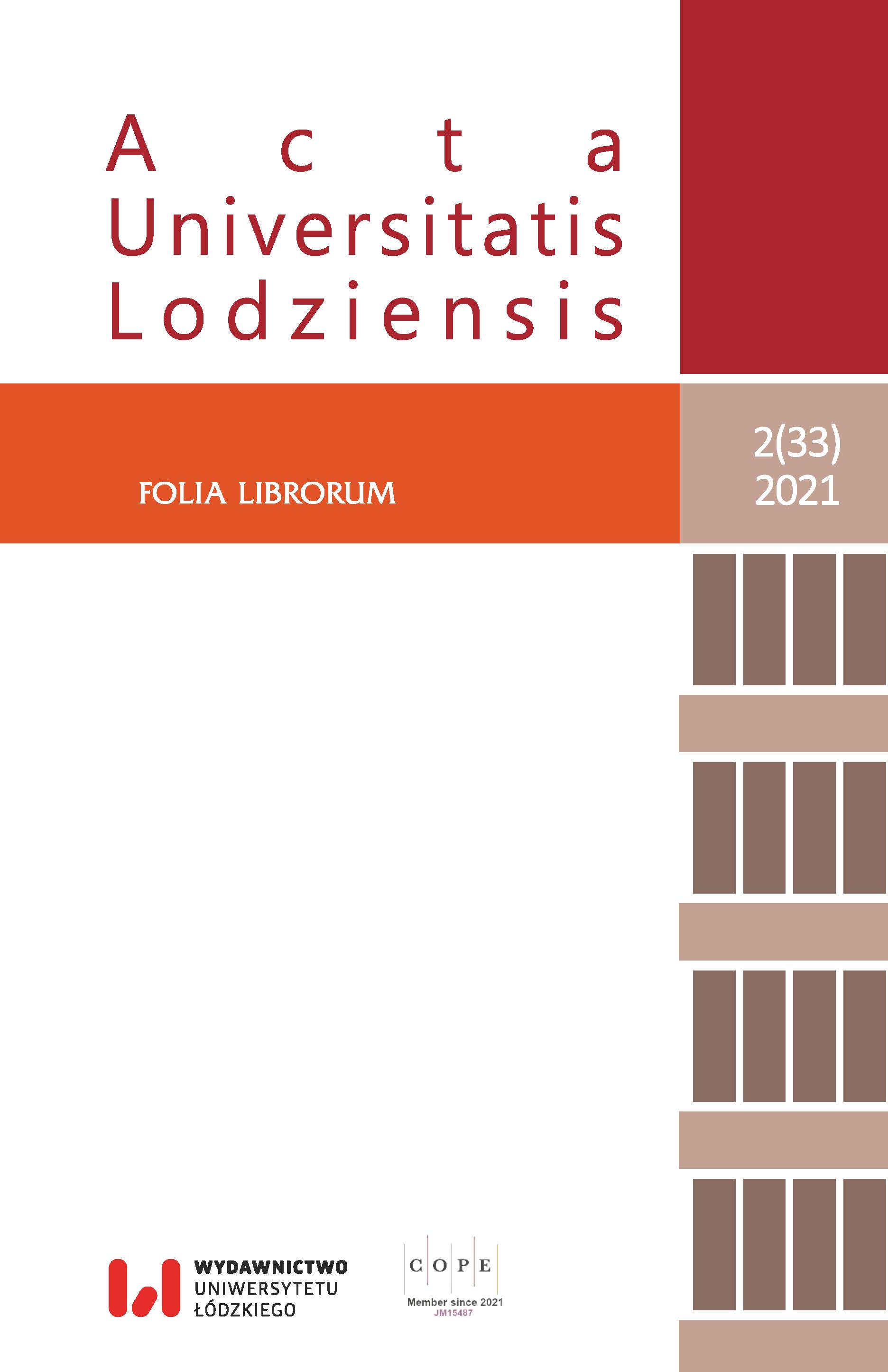 The University of Lodz Library activities during the pandemic (March 2020 – June 2021) Cover Image