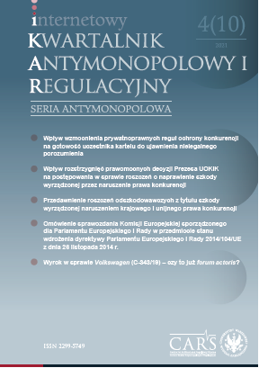 Międzynarodowa Konferencja
pt. ,,9 International PhD Students’ Conference
on Competition Law: Enhancing Competition Enforcement by the Competition Authorities of the EU Member States: Institutional Design and Fining Powers”,
1 lipca 2021 r.